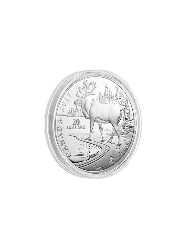 1 oz. Pure Silver Coin – Paw prints on the Edge Woodland Caribou