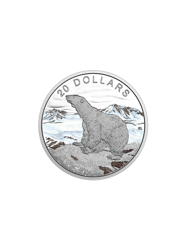 1 oz. Pure Silver Coloured Coin – Glistening North The Polar Bear