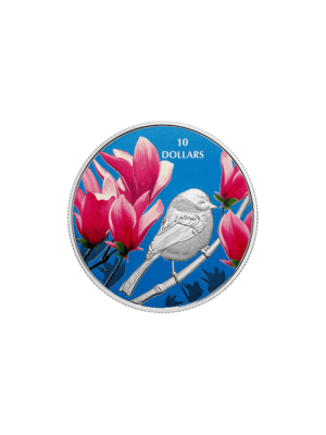 1/2 oz. Pure Silver Coloured Coin - Birds Among Nature's Colours Chickadee