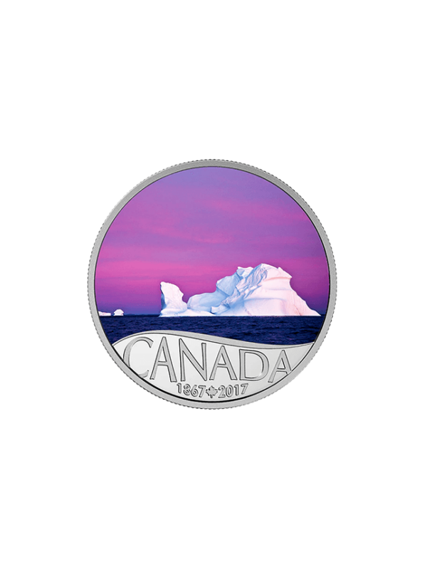 1/2 oz. Pure Silver Coloured Coin - Celebrating Canada's 150th Coin Series Iceberg at Dawn