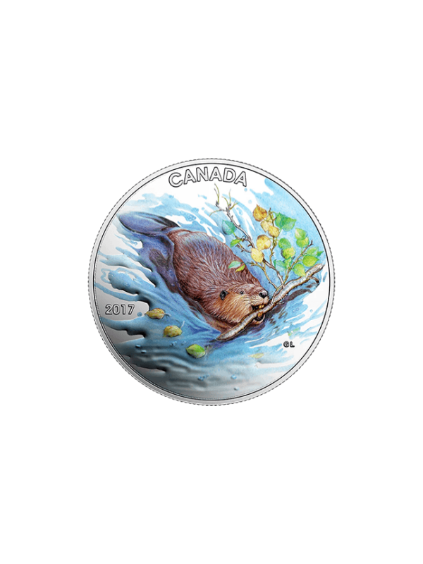 1/2 oz. Pure Silver Coloured Coin - Iconic Canada The Beaver