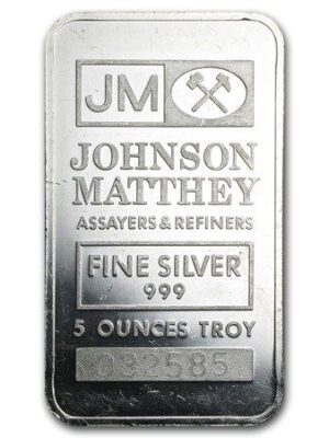 5 OZ JOHNSON MATTHEY Silver Bar