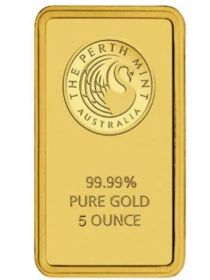 5 OZ PAMP Suisse & Perth Mint Gold Bar 1