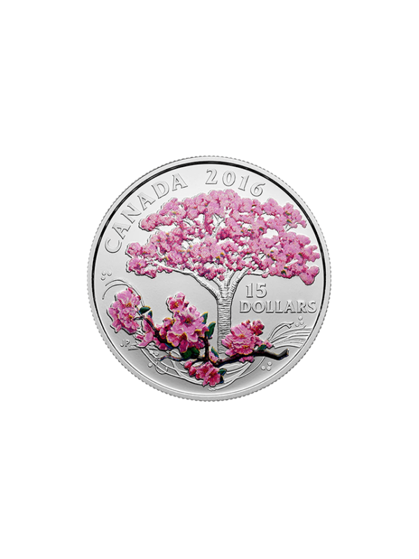 Fine Silver Coloured Coin – Celebration of Spring Cherry Blossoms – Mintage 6,500