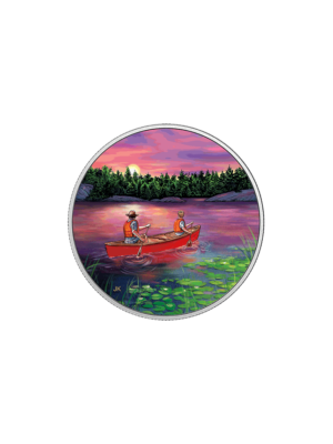 Great Canadian Outdoors Sunset Canoeing - Pure Silver Glow-in-the-Dark Coin