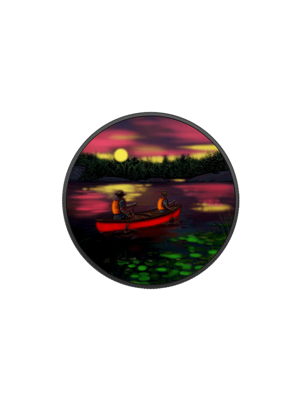 Great Canadian Outdoors Sunset Canoeing - Pure Silver Glow-in-the-Dark Coin