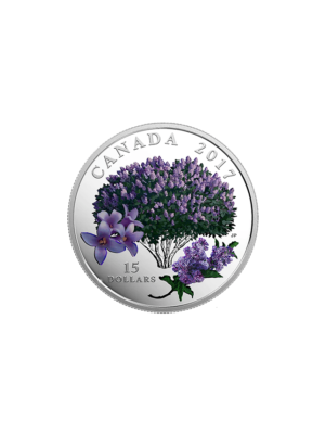 Pure Silver Coloured Coin - Celebration of Spring Lilac Blossoms 2017